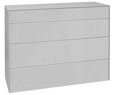 Kommode Elfi 121x42x89 Hochglanz Kreidegrau/Glas Kreidegrau 14793