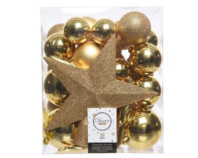 Weihnachtskugeln Mix 33pcs Licht Gold Kerst Decoris