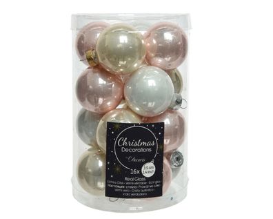 Weihnachtskugel Glas d3,5 cm weich rosa 16pcs Weihnachten Decoris