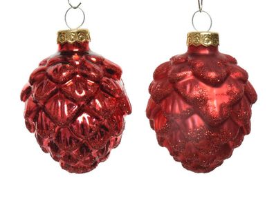 Tannenzapfen Glas d5h7 cm Weihnachten rot 6pcs Weihnachten Dekoration Decoris