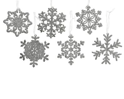 10 Stück! Schneeflocke Kunststoff d10 cm silber Weihnachtsdekoration Decoris