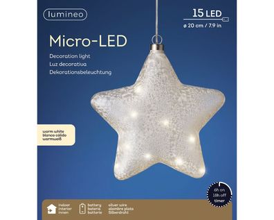 MicroLED Stern d20l6.5 cm matt Weihnachtsbeleuchtung Lumineo