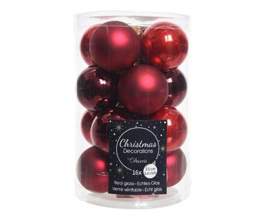 Weihnachtskugel Glas d3,50 cm Weihnachten rot 16Stk Weihnachten Decoris