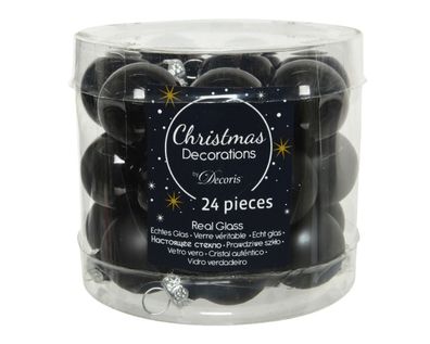 Weihnachtskugeln Glas d2,5 cm schwarz 24Stk Weihnachten Decoris