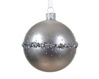 Weihnachtskugel aus Glas d8 cm silber I Weihnachten Decoris