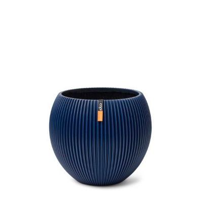 Vase Kugel Groove H14.5 cm blau Blumentopf Capi europe