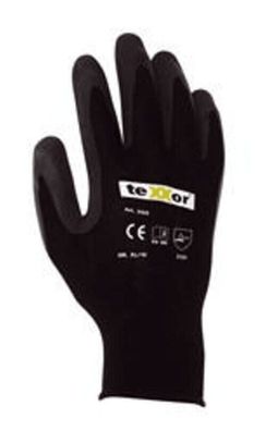 K05 BIG NYLON - Strickhandschuh 2425 Latexbes. SCHW./SCHW. GR.8 GEM. EN388 KAT.2