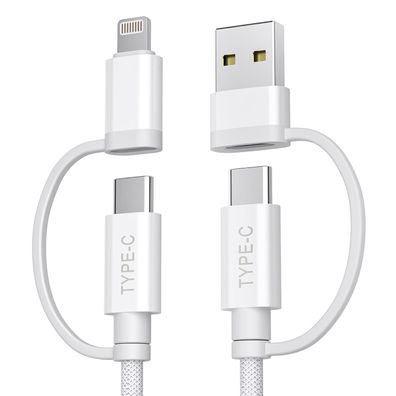 Basesailor Multi USB C Ladekabel 4 in 1 Typ C Kabel mit 60W Leistung Polyester