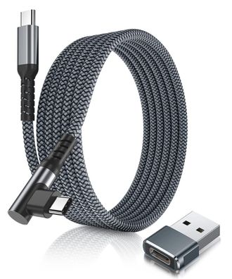 Basesailor Winkel USB C zu Typ C Kabel 3M mit USB A Adapter 90 Grad USBC 100watt