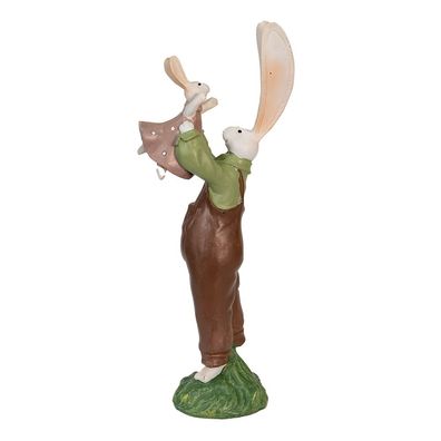 Clayre & Eef Figur Kaninchen 10x7x25 cm Braun Polyresin (Gr. 10x7x25 cm)