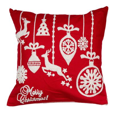 Clayre & Eef Kissenbezug 45x45 cm Rot Weiß Polyester Quadrat Weihnachten