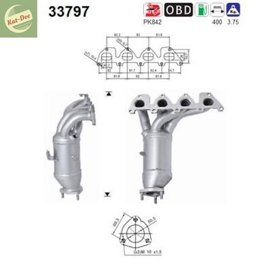 Katalysator für Seat, Skoda, VW, 1.4, 16V, 59/63kW, Kat, Auspuff, Euro 5