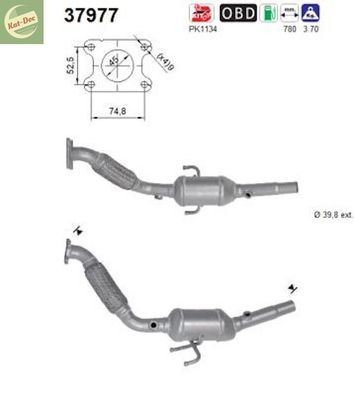 Katalysator für Seat Mii, Skoda Citigo, VW load up!, up!, 1.0, 50kW, Kat, Euro 5