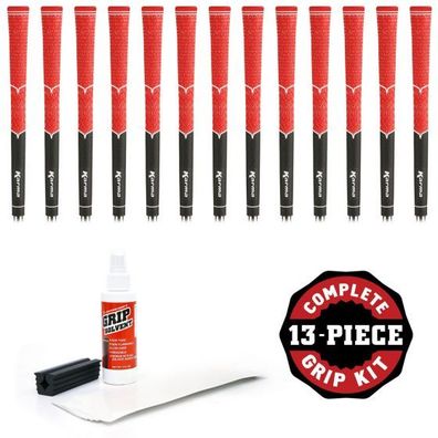 Karma V-Cord Golf Griff Standard schwarz - rot Griff Set (13 x Griffe, 13 x Tape,