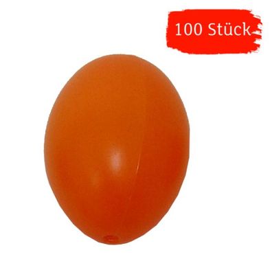 Plastik-Eier, Kunststoffeier, Ostereier, orange 60 mm, 100 Stück