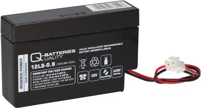 Q-Batteries 12LS-0.8 12V 0,8Ah Blei-Vlies-Akku / AGM mit JST Stecker