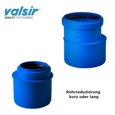 Valsir Triplus Übergangsrohr (HTR), Reduzierstück, kurz oder lang, DN40-DN100,