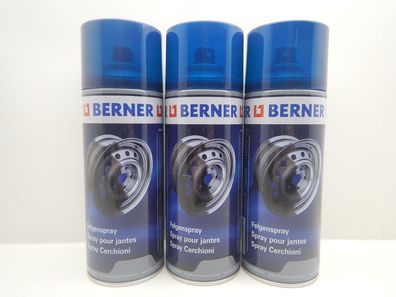 3x BERNER Felgensilber SILBER FELGE Felgenlack LACK SPRAY 400ML SILBER Metallic