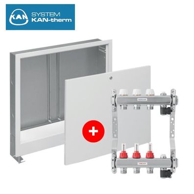 KAN-therm Unterputz-Verteilerschrank inkl. Edelstahlverteiler D, Profilrohr 1"