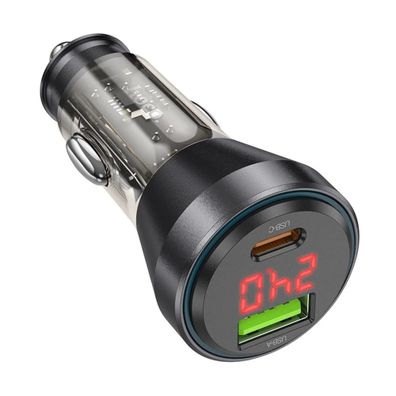 HOCO Autoladegerät USB QC 18W + Typ C 30W mit Display PD48W NZ12B schwarz