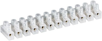 goobay - Lüsterklemme - 6mm² - transparent weiß - 12er Reihe mit doppelter Schraub