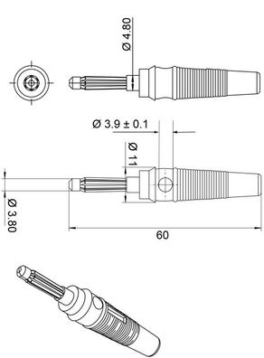 goobay - Bananen-Stecker mit Querloch 4 mm, trittfest, Blau