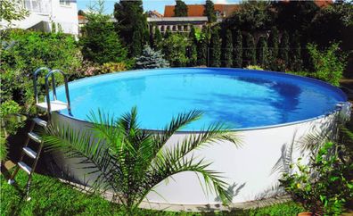 Sunnypool Stahlwandpool mttelblau Rund 450 x150 cm 0,6 mm mit Keilbiese Skimmer