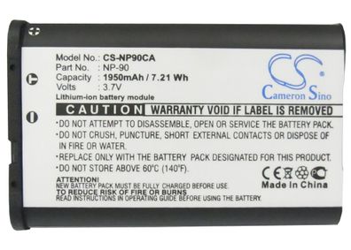 Ersatzakku - CS-NP90CA - Casio NP-90 / Exilim EX-FH100 - 3,7 Volt 1950mAh Li-Ion