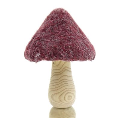 GASPER Herbst- und Weihnachtsdeko Pilz Rot & Natur Ø 17 cm - Holz & Filz