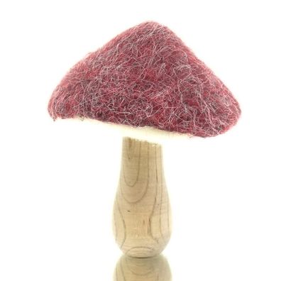 GASPER Herbst- und Weihnachtsdeko Pilz Rot & Natur Ø 11 cm - Holz & Filz