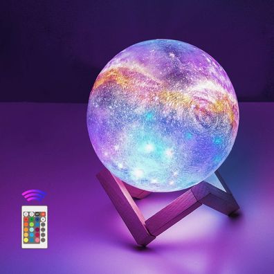 Mondlampe, 16 Farben, LED-Sternlicht, Galaxy-Lampe mit Ständer, Fernbedienung, SB