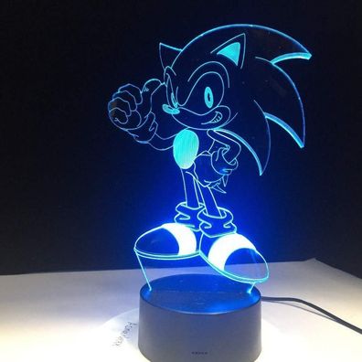 Sonic 3D LED Tischlampe - Kinder Geschenk USB Nachtlicht