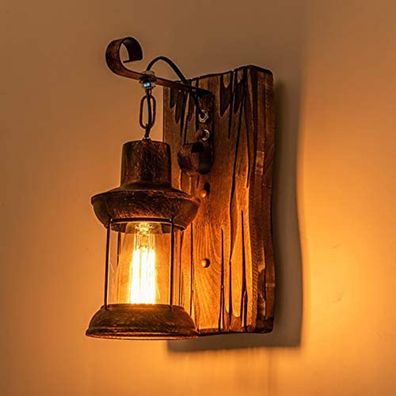 Retro Wood Wall Lamp - Creative Vintage Lights for Caf, Bar & Bedroom