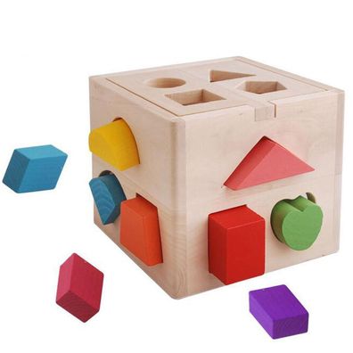 Steckwérfel aus Holz Spielzeug-Wérfel-Puzzle Steckbox fér Baby & Kleinkind;