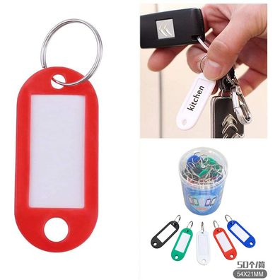 50PCS Schléssel Umbauten Farbe Keyring Halter Schlagwörter mit Label-Fenster,