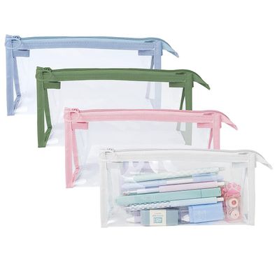 4 PCS Pencil Clear Case, Multifonction Organizer Bag Transparent Travel