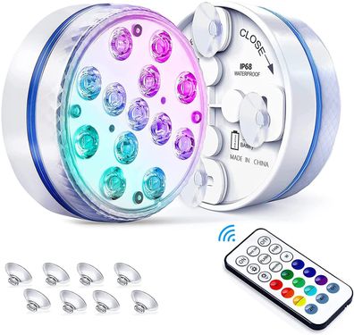 Pecosso Unterwasser Licht,13 Wasserdichtes LED-Tischleuchten mit Magnet,