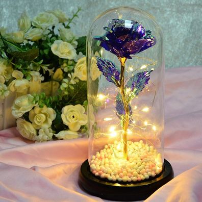 Rose and LED light in glass dome rose kit for main decoration birthday wedding