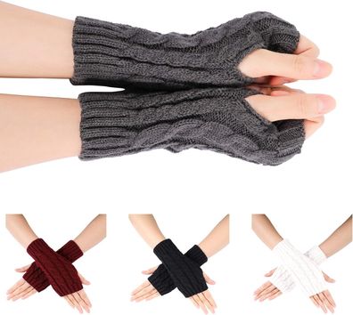 Familybox Damen Fingerlose Handschuhe, 4 Paar Fingerlose Handschuhe Stulpen