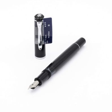 Pelikan M215 Füller Feder F Schwarz Silber Rhombus NOS