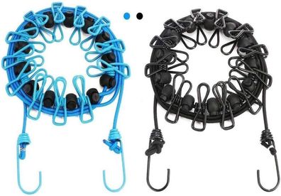 Camping-Wäscheleine, 2er-Pack Wäscheleine mit 12 Clips, tragbarer