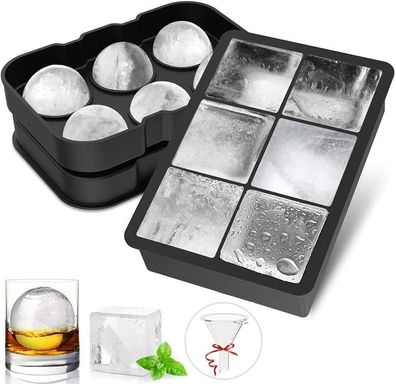 Fylina Ice Cube Tray, 45 mm, Ice Ball Mould, 48 mm, 6-Compartment Silicone Ice