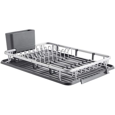 Kingrack Dish Drainer Aluminium Dish Drainer Dish Rack with Cutlery Holder