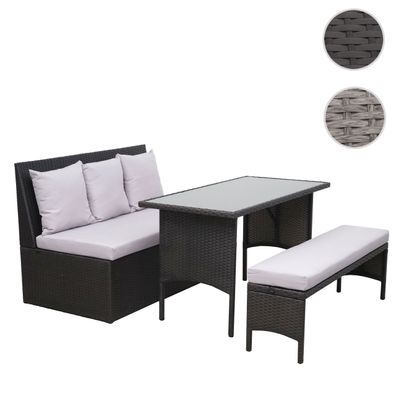 Poly-Rattan Garnitur HWC-G16, Garten-/Lounge-Set, Gastronomie 2er Sofa Tisch Bank