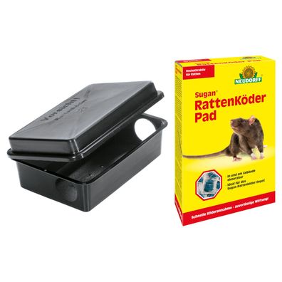 Set zur Rattenbekämpfung - Ratten Köderstation + Sugan Rattenköder Pad 400 g