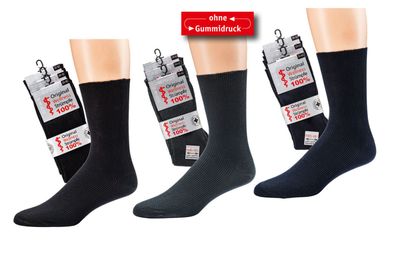 3 | 6 Paar Socken 100% Baumwolle ohne Gummi weiche Zehennaht Übergröße unisex