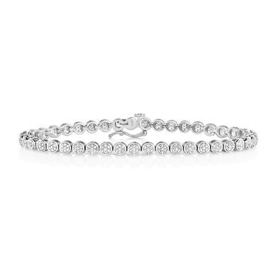 9 Karat (375) Weißgold Diamant Tennis Armband Brillant-Schliff 1.00 Karat - 18cm