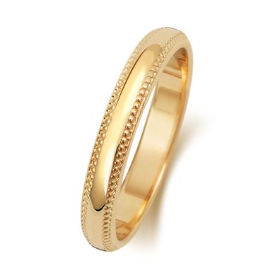 9 Karat (375) Gold 3mm D-Form Milgrain Herren/Damen - Trauring/Ehering/Hochzeitsring