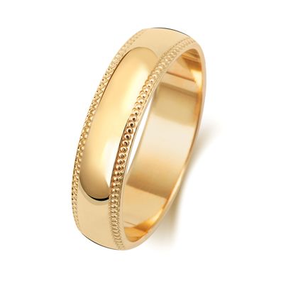 9 Karat (375) Gold 5mm D-Form Milgrain Herren/Damen - Trauring/Ehering/Hochzeitsring