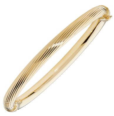 Wunderschöner 9 ct/Karat Gelb Gold Damen - Klappbar Armreif - 5.9cm, 8 Gramm